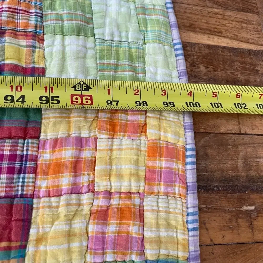 Vintage LNT Home Quilt Square Plaid Patchwork Reversible 88